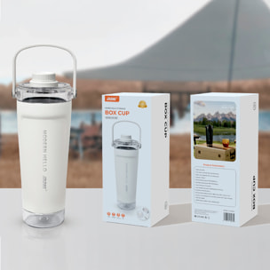 Termo MD-053 de 700 ml con sellado antifugas y filtro para infusiones. Tapa con doble apertura, asa de transporte e interior de acero inoxidable.