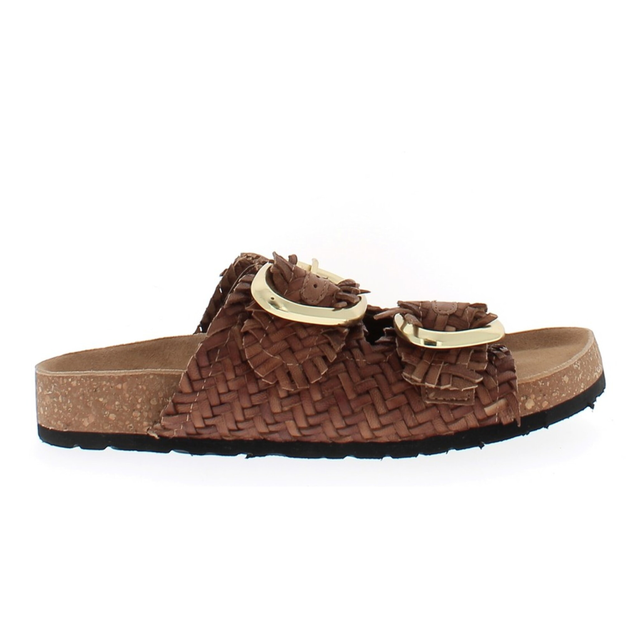 Armata di Mare Scarpe Donna Ciabatte in Pelle con Doppia Fibbia AMD 1V3760 Tan