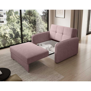 Michelle - fauteuil convertible avec coffre en velours - Rose