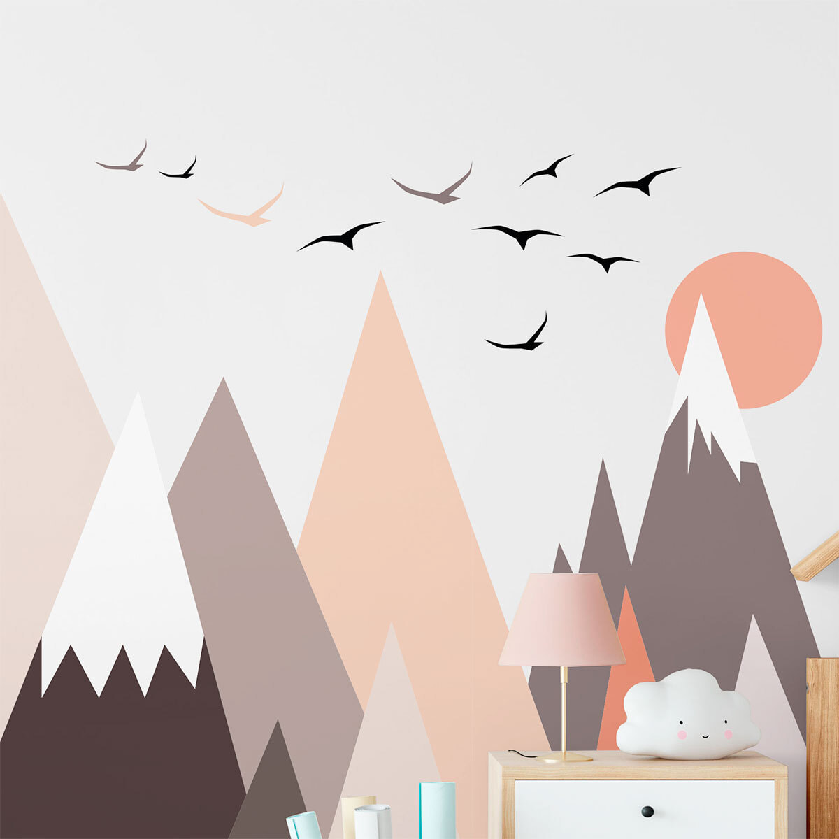 Stickers muraux enfants - Décoration chambre bébé - Autocollant Sticker mural géant enfant montagnes scandinaves FRANSIKA