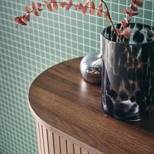 Buffet scandinave décor bois rainuré 2 portes coulissantes 80cm LEGACY