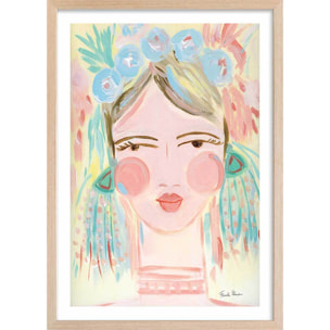 Affiche enfant visage Affiche + cadre en bois - Chêne