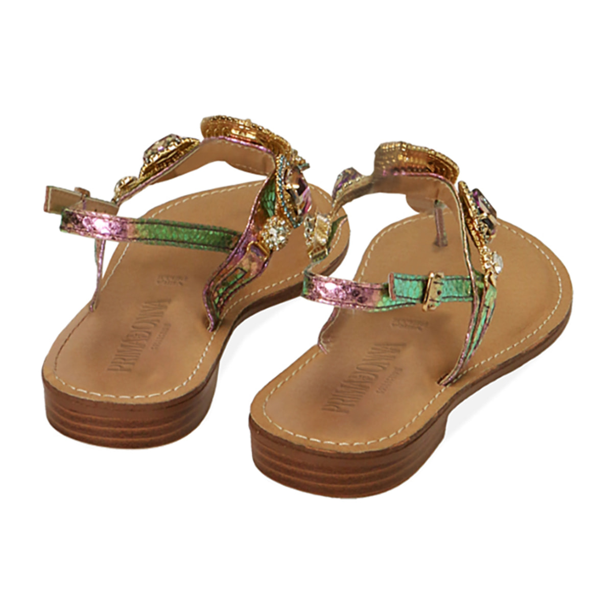 Sandalias planas con estampado de víbora rosa