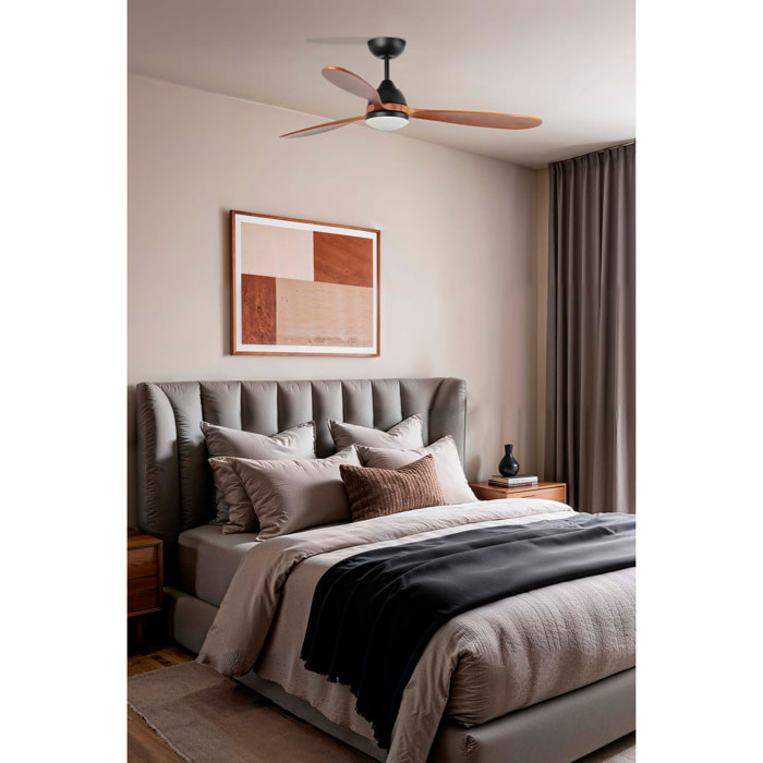 POROS L LED Ventilador de techo negro/nogal