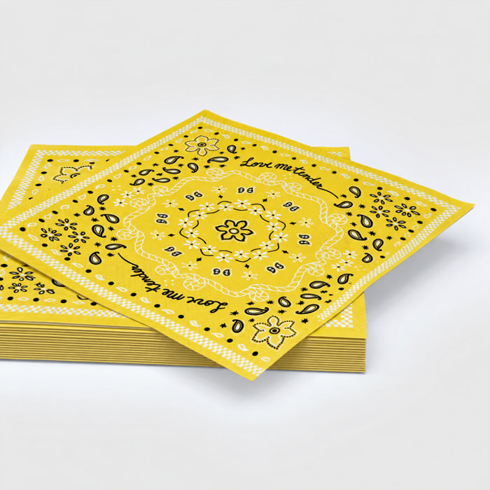 Lot de 20 serviettes papier bandana - Jaune