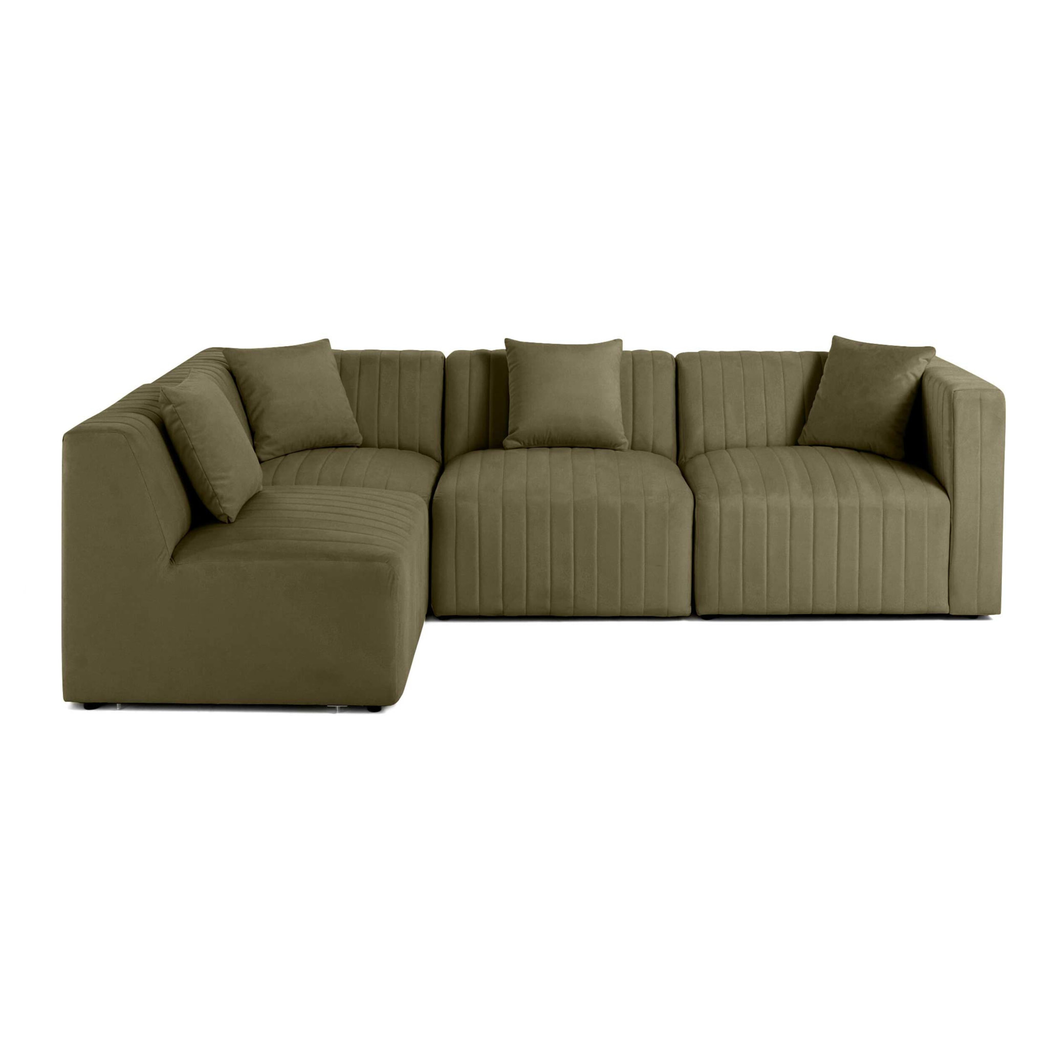 Nova - canapé modulable d'angle gauche - 5 places - en velours - Vert