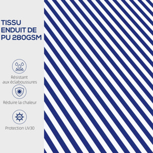 Store banne manuel rétractable inclinaison réglable manivelle alu polyester anti-UV bleu blanc