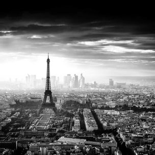 Affiche lumière sur paris Affiche + cadre en bois - Chêne