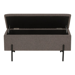 Watford - Panca contenitore in bouclé marrone con gambe in metallo nero 95x36,5x43 cm