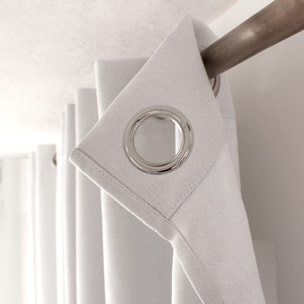 Rideau occultant uni et fileté - Blanc