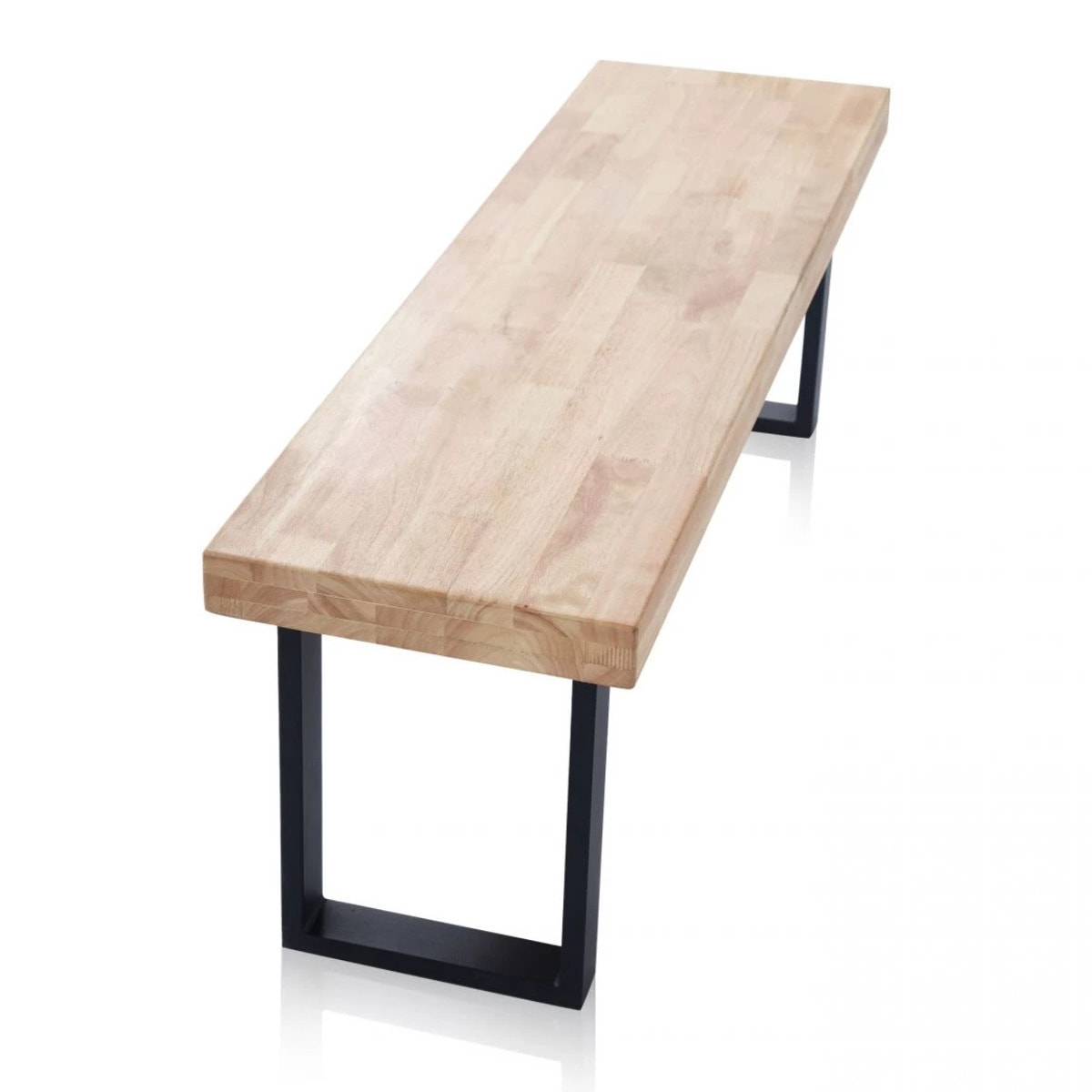 Banco de madera con patas metálicas en negro y roble salvaje 120x34 cm Loft Roble salvaje - Negro