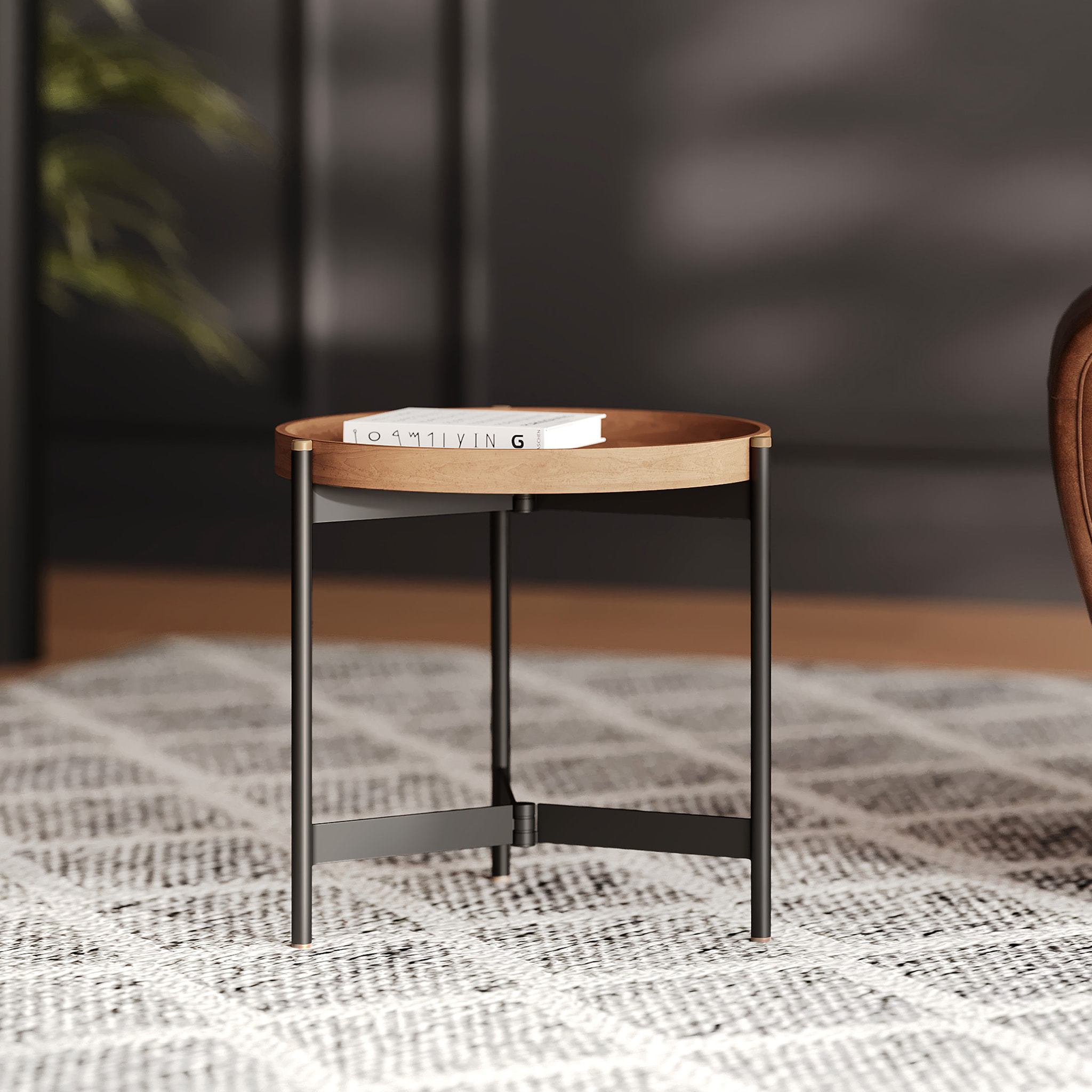 Table d'appoint ronde en bois D49 cm - Carter