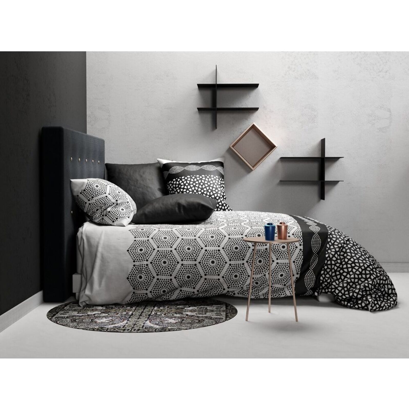Parure housse de couette coton noir