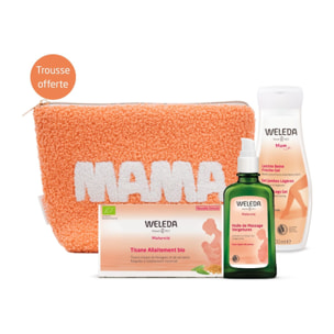 WELEDA - Trousse Maternité (Huile de Massage Vergetures - 100 ml + Gel Jambes Légères - 200 ml + Tisane allaitement bio)
