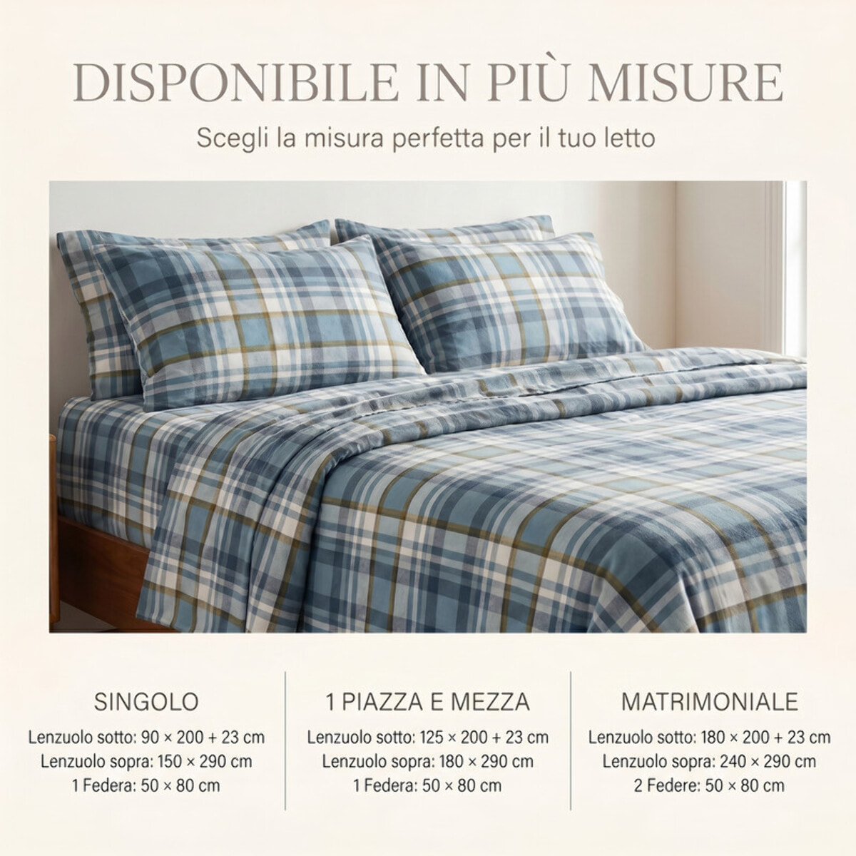 Set Lenzuola Singolo in Flanella, Tessuto in Cotone anti Pilling, Lenzuolo Sotto con Angoli + Lenzuolo Sopra + 1 Federa, Morbido, Confortevole