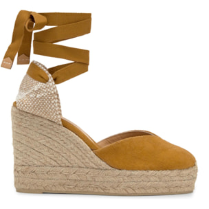 Alpargata de cuña Chiara en algodón orgánico lavado con doble plataforma