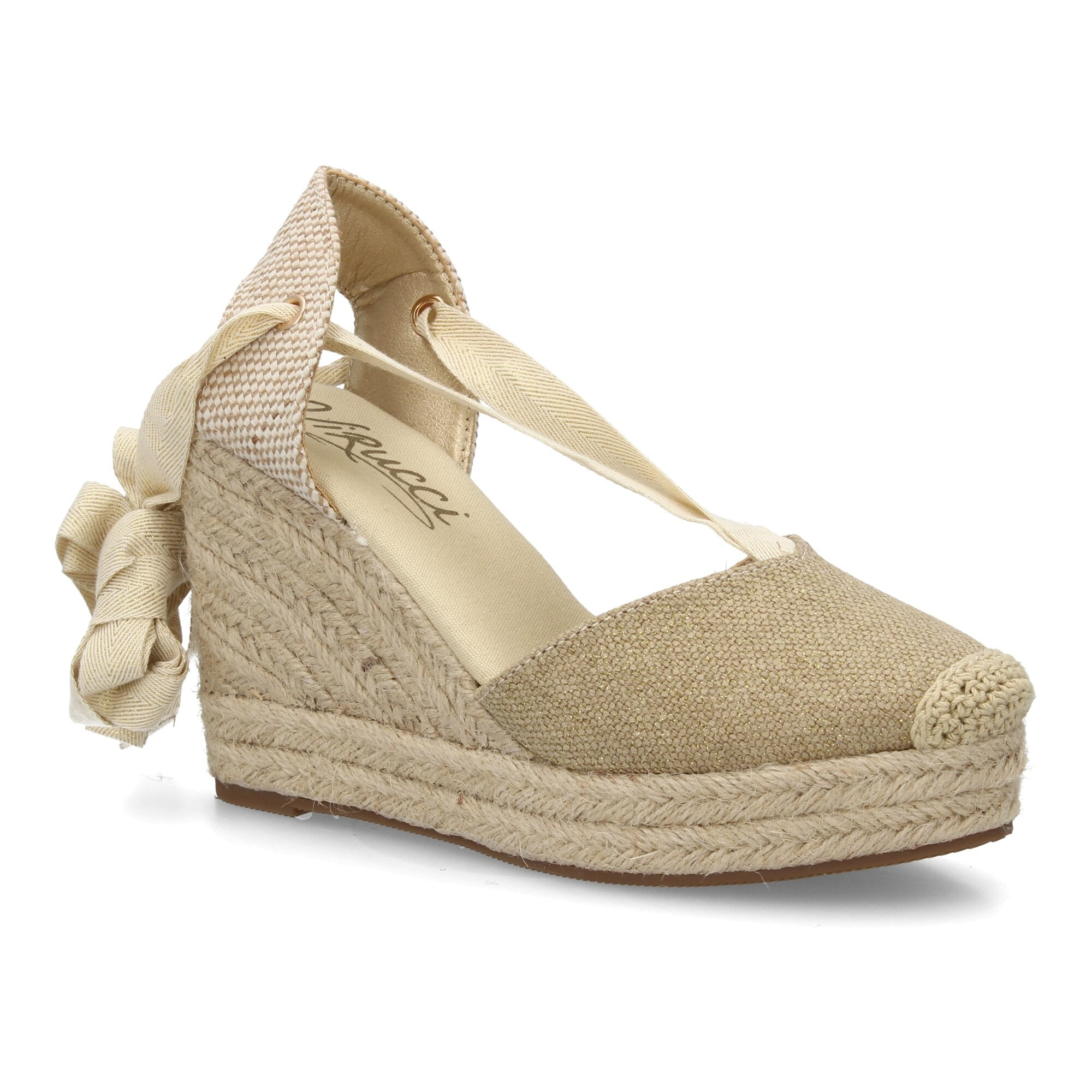 Alpargata de cuña alta de esparto con cintas