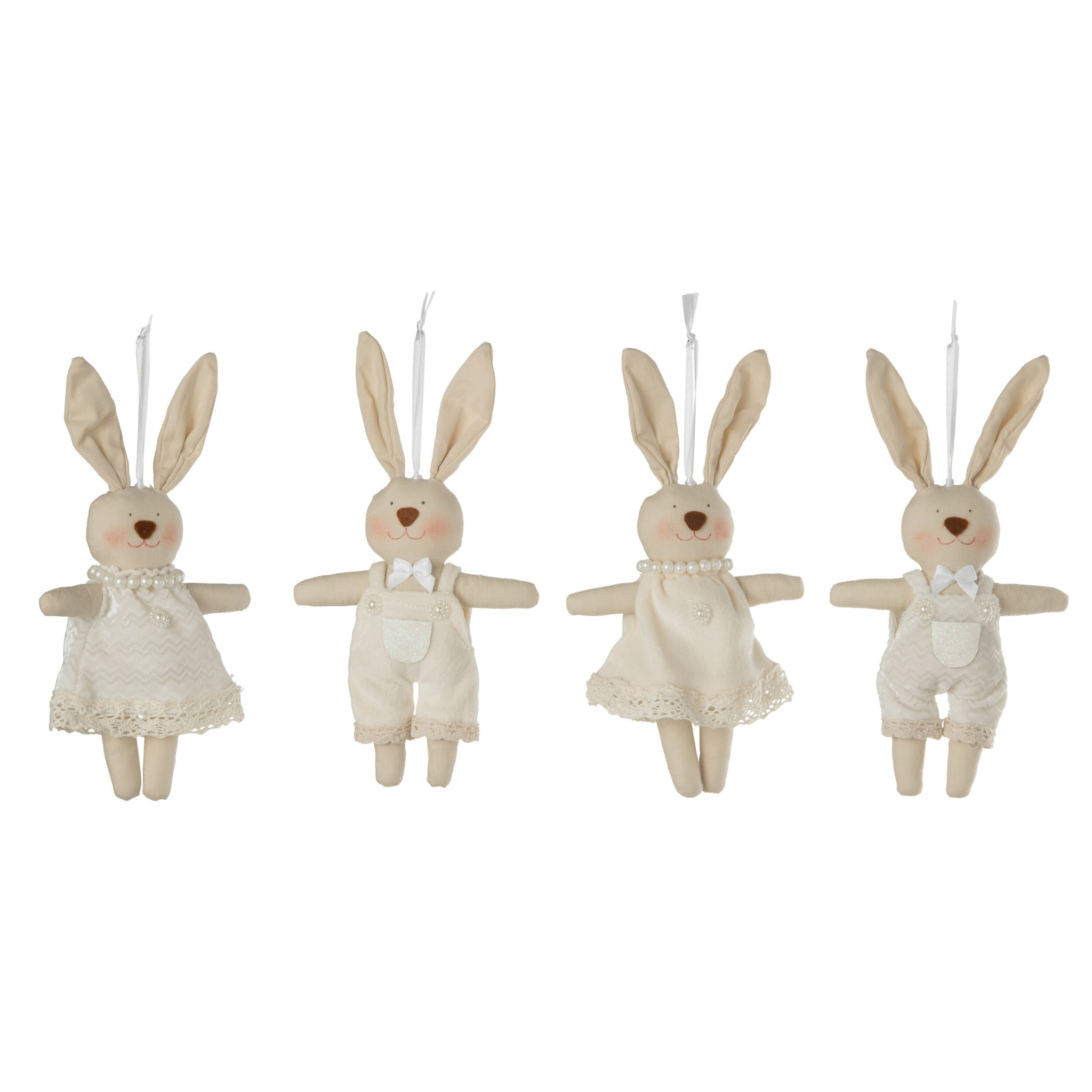 J-Line suspension Lapin - textile - blanc - 4 pcs