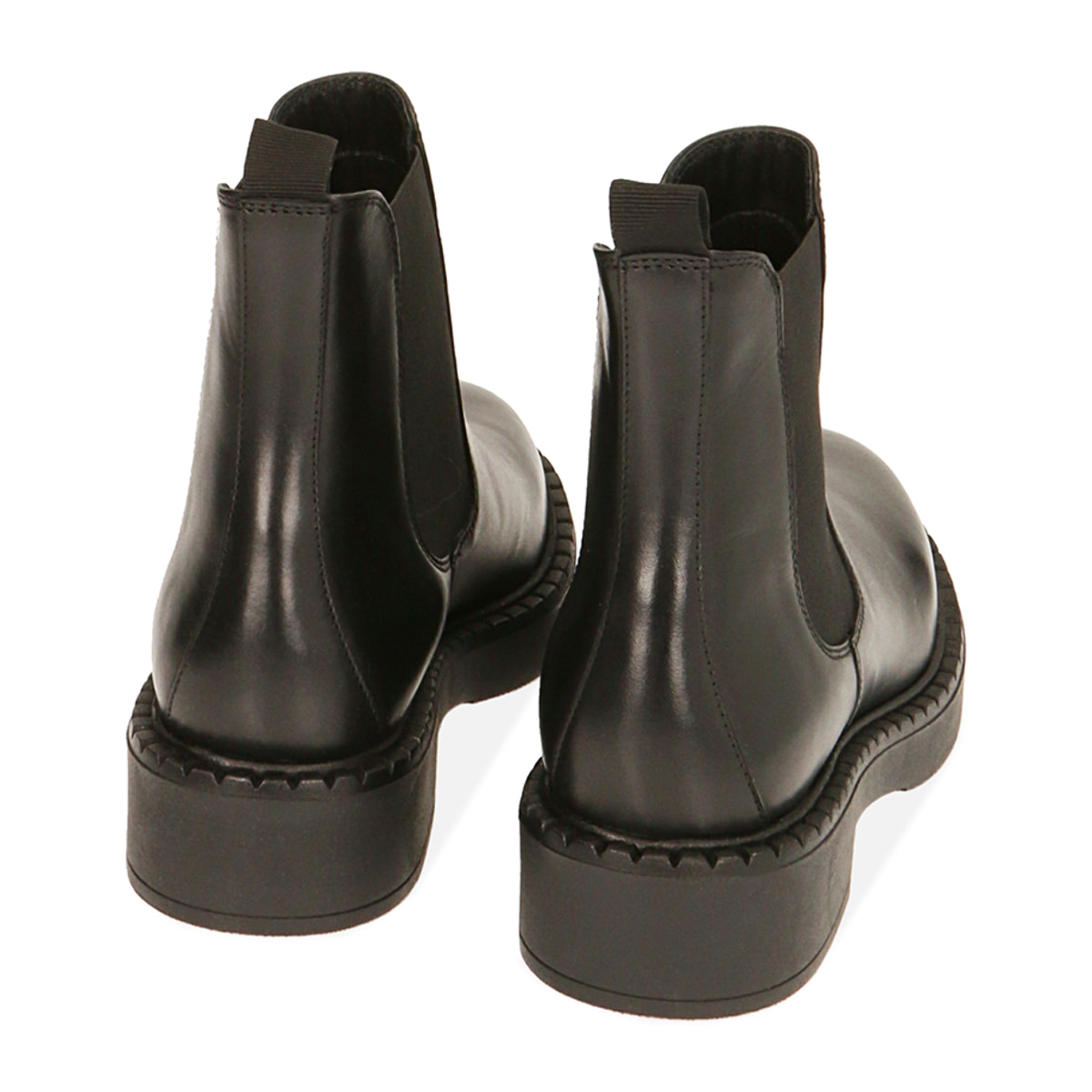 Chelsea boots neri in pelle, tacco 4 cm