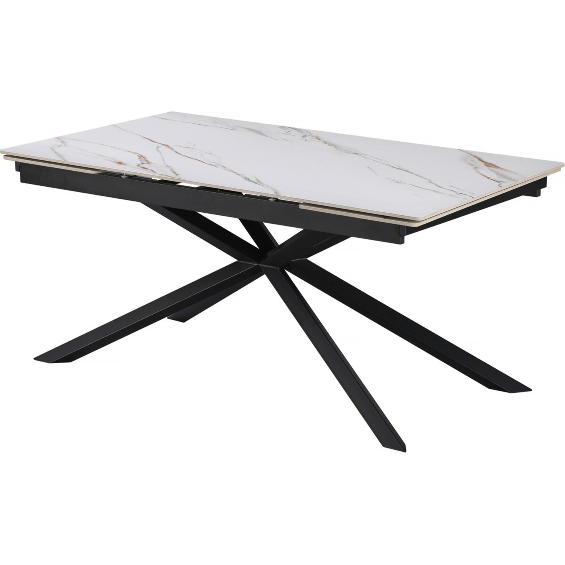 Table à manger extensible en céramique 6 à 10 personnes "Celeste" - Blanc marbré gold