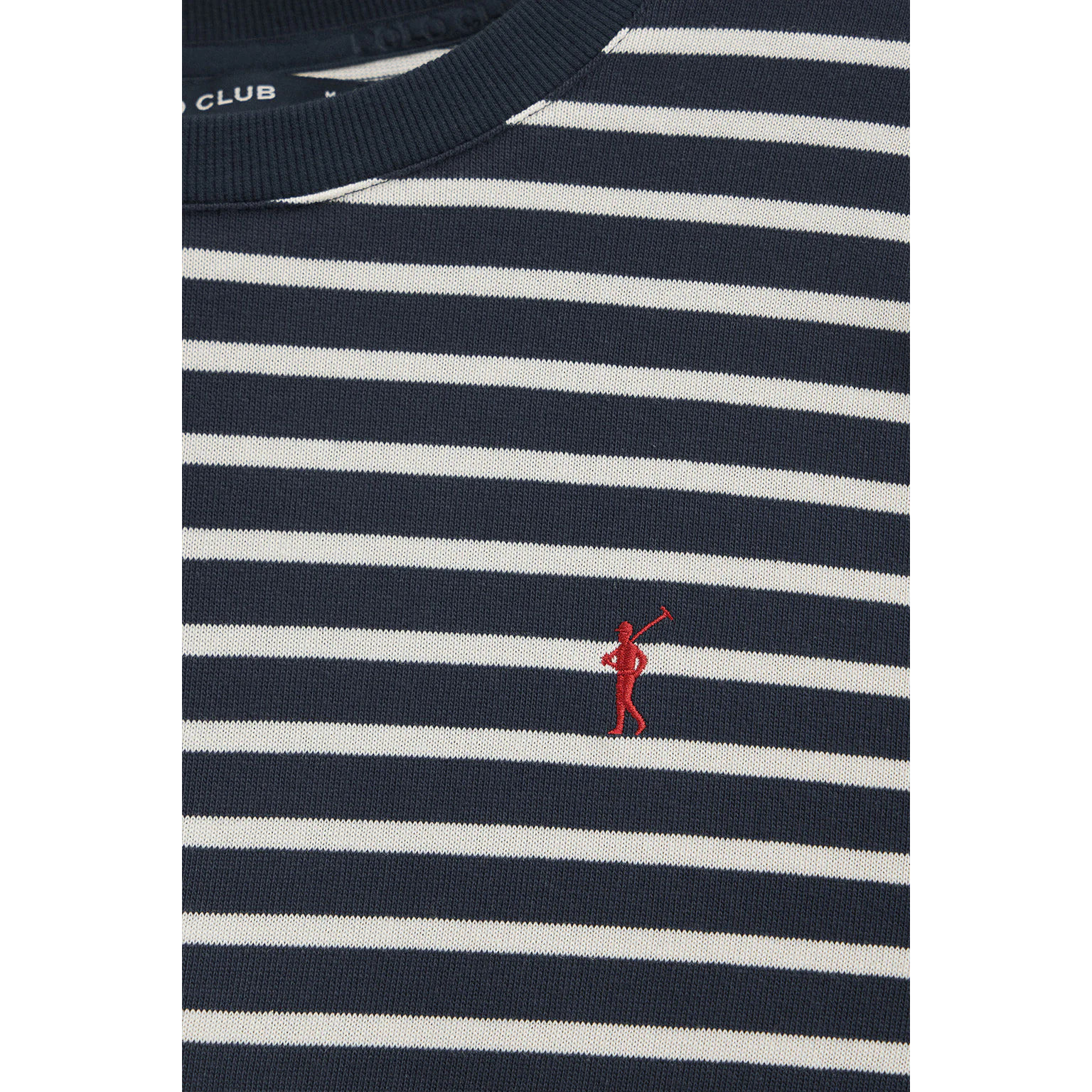 Maglietta a righe blu marino ed ecrù con logo ricamato Rigby Go