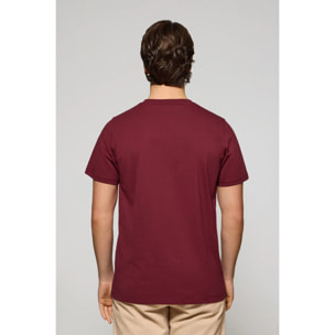 Camiseta granate con cuello redondo y bordado Rigby Go