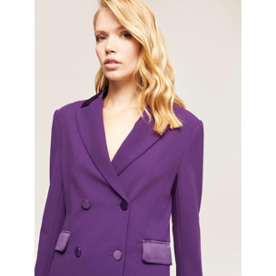 Motivi - Chaqueta blazer larga con aplicaciones de raso - Violeta