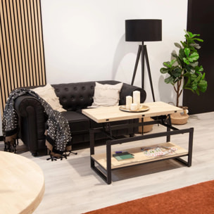 Mesa de centro elevable y extensible en negro y roble 46-91x48,3-57,6 Rens Negro - Roble