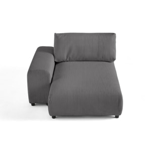 Garance - module d'assise méridienne gauche - en velours côtelé - Gris foncé