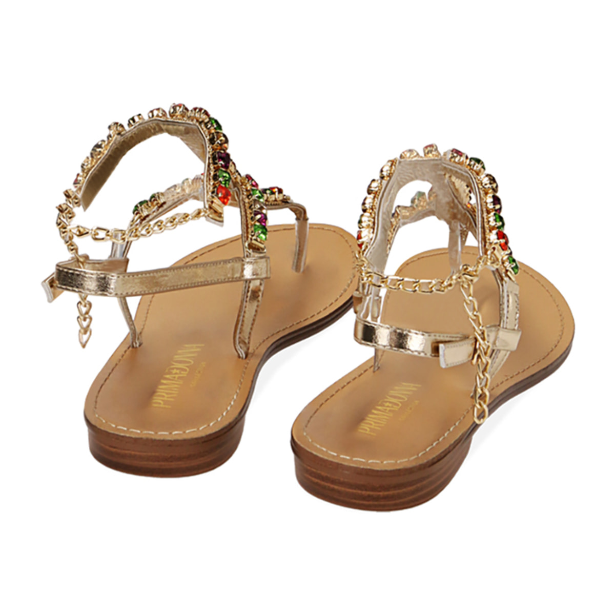 Sandalias planas laminadas en oro