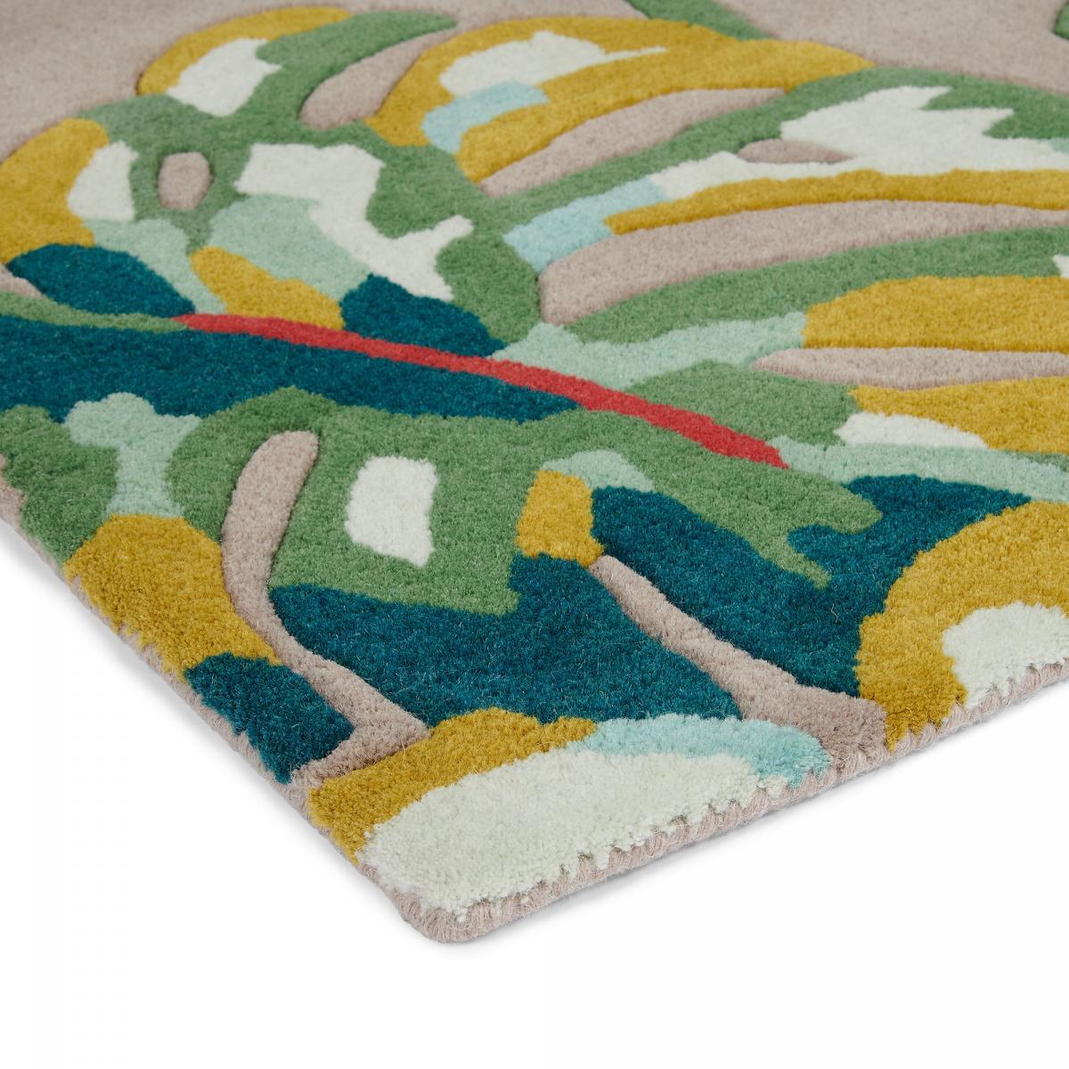 Tapis salon et chambre fait à la main en laine motif floral ZATA