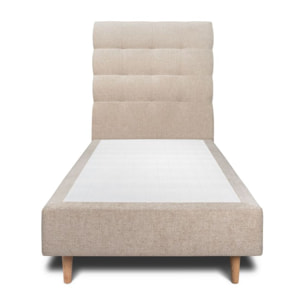 Lit avec tête de lit capitonnée tissu et sommier tapissier Ep20