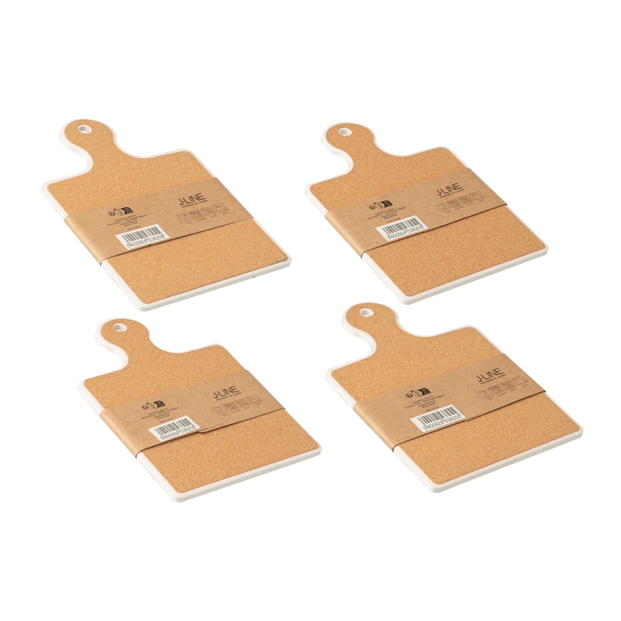 J-Line planche à découper - céramique - noir/blanc - 4 pcs