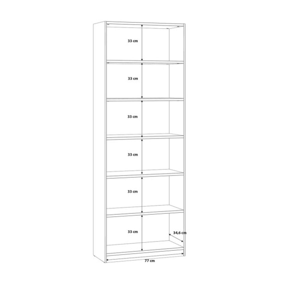 Etagère bibliothèque L.80 cm à 5 tablettes effet bois chêne - CANDY