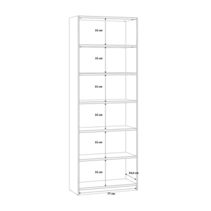 Etagère bibliothèque L.80 cm à 5 tablettes effet bois chêne - CANDY