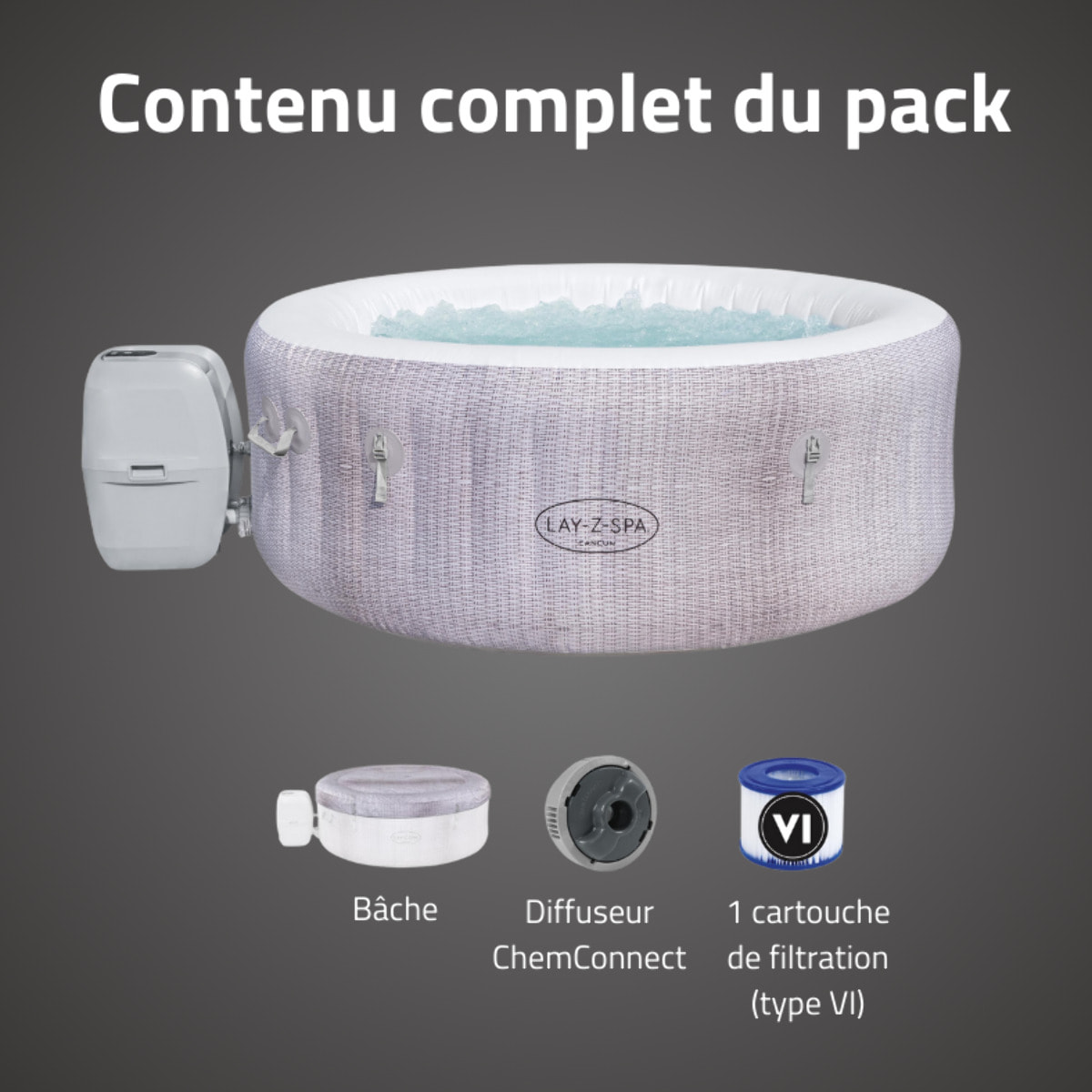 Bestway Spa gonflable rond Lay-Z-Spa Cancun AirJet 2-4 personnes