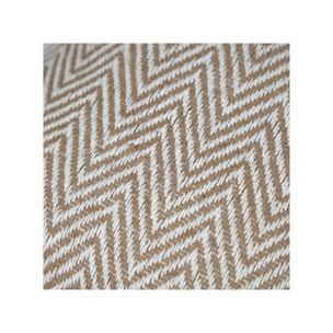 Coussin en coton brodé carré 40 x 40 cm motifs chevrons beige - WAVE