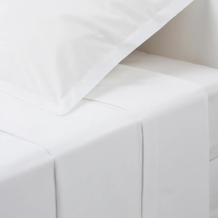 Drap plat "Carina" en coton 180x290cm blanc