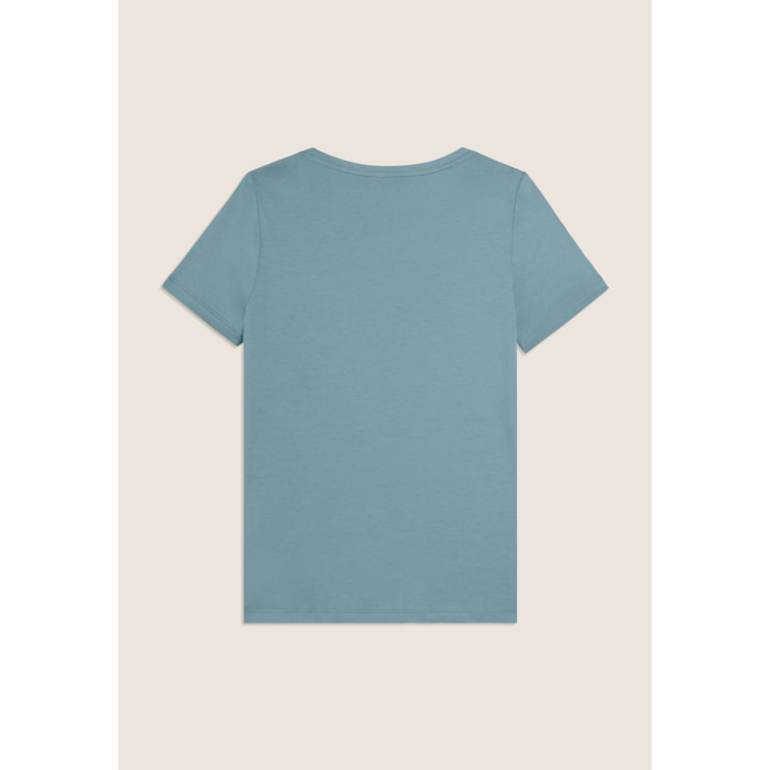 T-shirt in Jersey con Ricami Floreali
