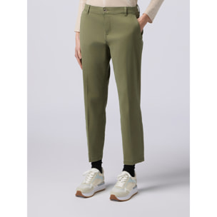 Oltre - Pantalón chino en tejido tencel - Verde militare