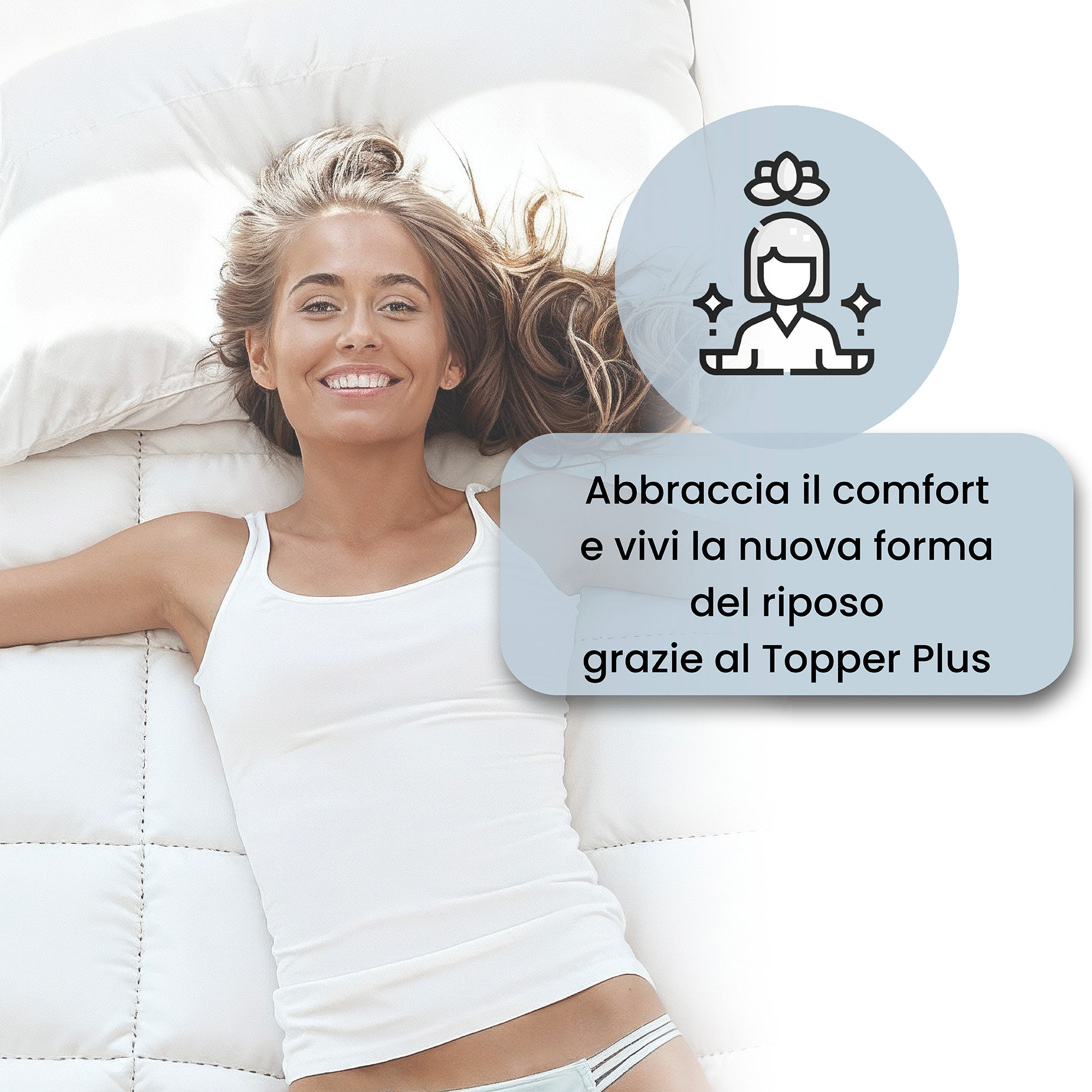 TOPPER PLUS TRAPUNTATO CON ELASTICI - Made in Italy