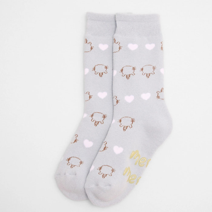 Confezione da 3 calzini termici antiscivolo per bambini Meow