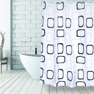 Cortina para baño antibacterias + antimohos MSV de poliester en color blanco 180 x 200 cm