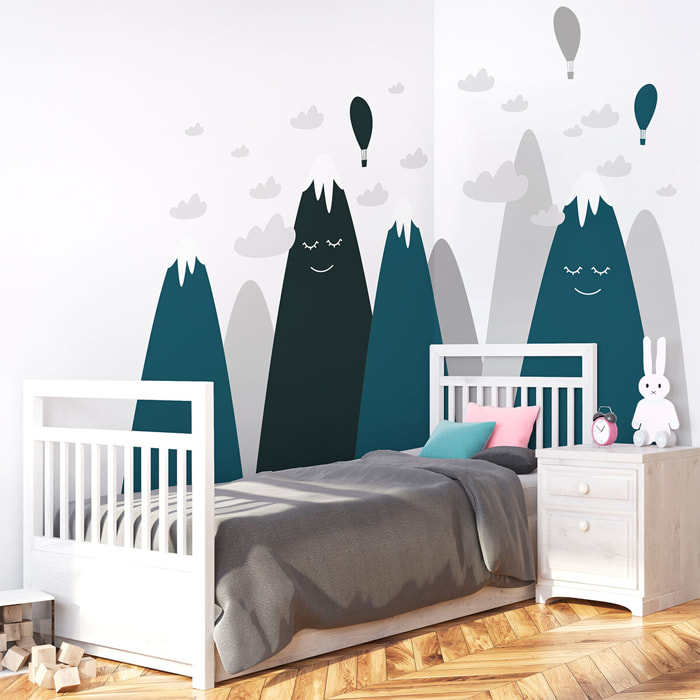 Stickers muraux enfants - Décoration chambre bébé - Autocollant Sticker mural géant enfant montagnes scandinaves JAMINKA