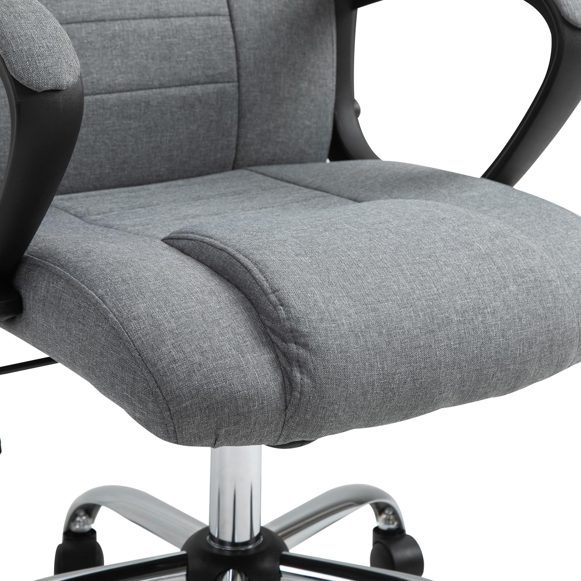 HOMCOM Fauteuil de bureau à roulettes chaise manager ergonomique pivotante hauteur réglable lin gris foncé