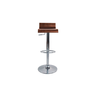 Tabourets de bar design bois foncé noyer et acier chromé (lot de 2) SURF V2
