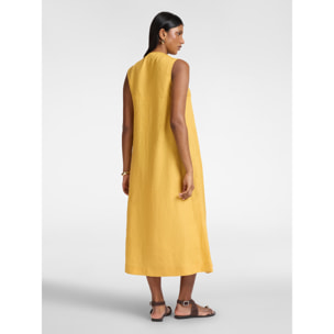 Elena Mirò - Vestido largo de lino con escote en V - Amarillo