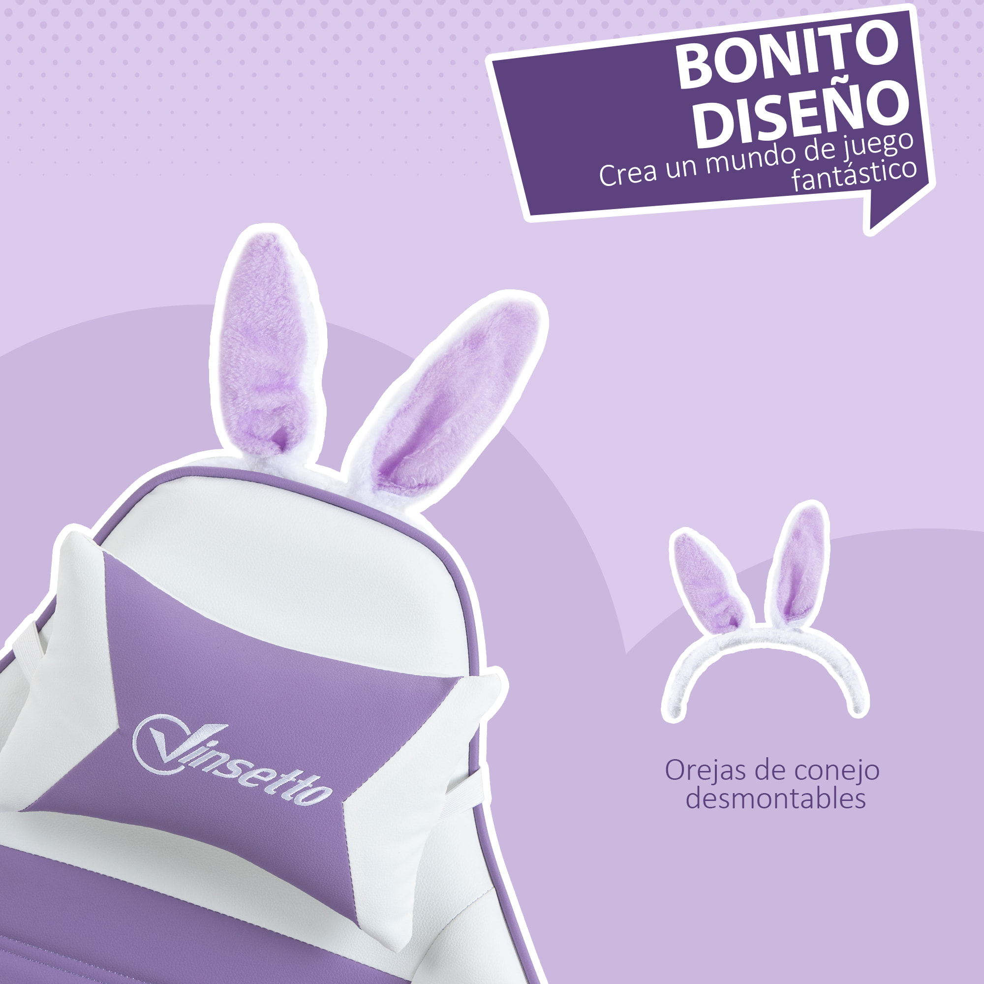 Silla Gaming Ergonómica Reclinable 135°, Silla Gamer Racing de Cuero PU con Soporte Lumbar, Altura Ajustable, Reposacabezas y Reposapiés Retráctil, para Oficina, Estudio, Púrpura