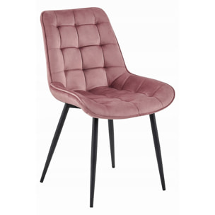 Set di 3 Sedie Bera in Velluto Rosa Antico e Metallo Nero