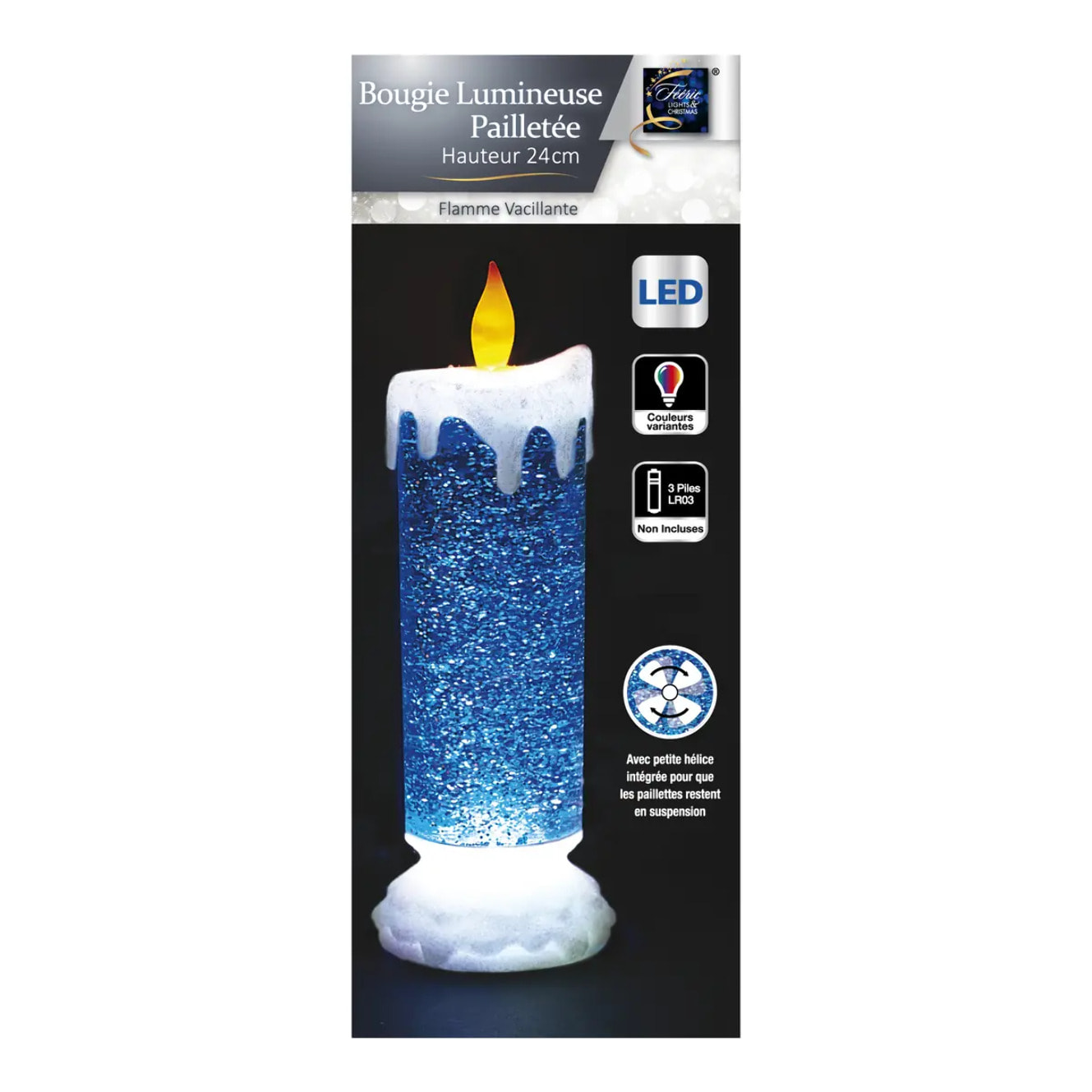 Bougie LED chandelle + paillette